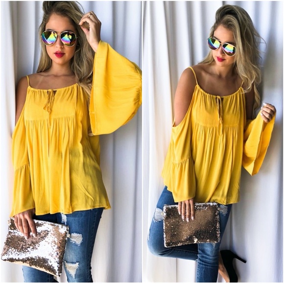 STacey Off Shoulder Yellow Blouse - Picture 3 of 3